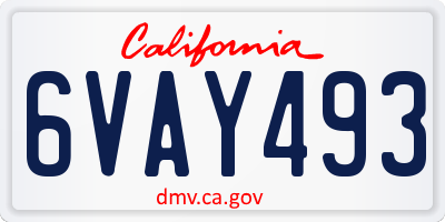 CA license plate 6VAY493