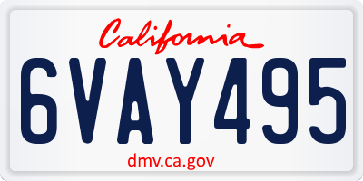 CA license plate 6VAY495