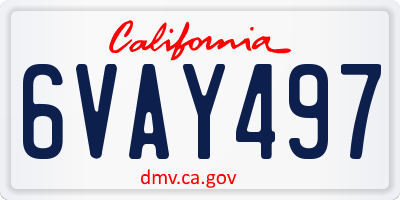 CA license plate 6VAY497