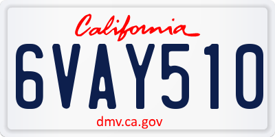 CA license plate 6VAY510