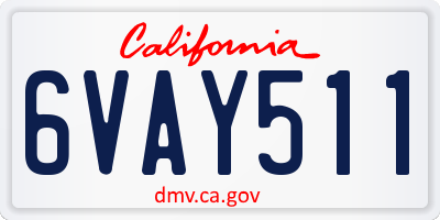 CA license plate 6VAY511