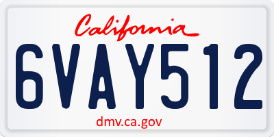 CA license plate 6VAY512