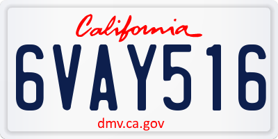 CA license plate 6VAY516