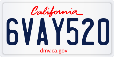 CA license plate 6VAY520