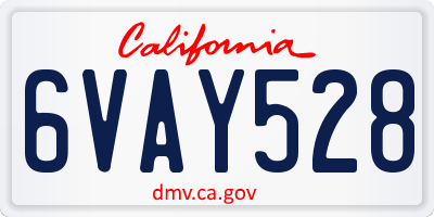 CA license plate 6VAY528