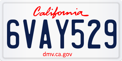 CA license plate 6VAY529