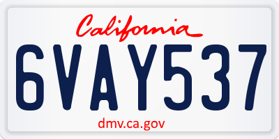 CA license plate 6VAY537
