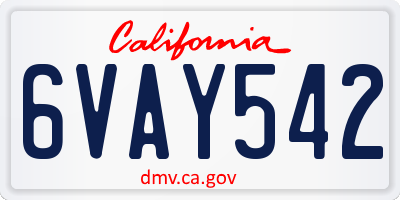 CA license plate 6VAY542