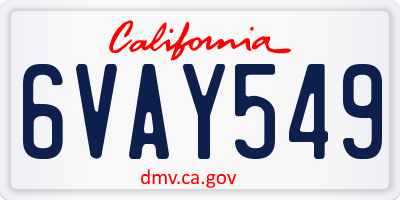 CA license plate 6VAY549