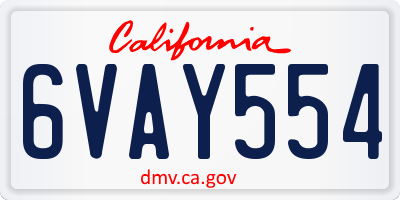 CA license plate 6VAY554