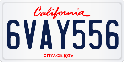 CA license plate 6VAY556