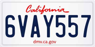 CA license plate 6VAY557