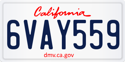 CA license plate 6VAY559