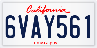 CA license plate 6VAY561