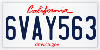 CA license plate 6VAY563
