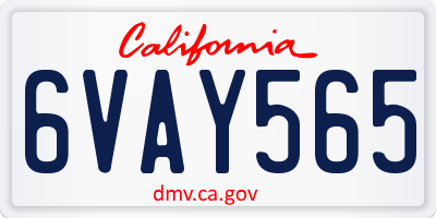 CA license plate 6VAY565