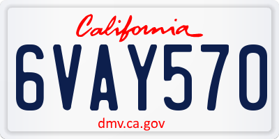 CA license plate 6VAY570