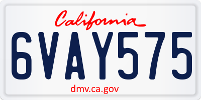 CA license plate 6VAY575