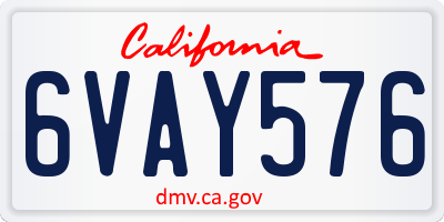 CA license plate 6VAY576