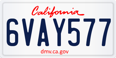 CA license plate 6VAY577