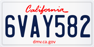 CA license plate 6VAY582