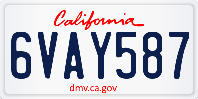 CA license plate 6VAY587