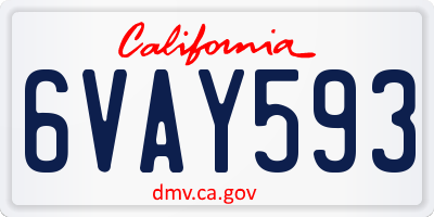 CA license plate 6VAY593