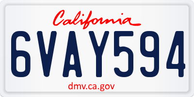 CA license plate 6VAY594