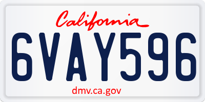 CA license plate 6VAY596