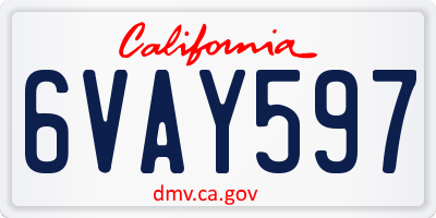 CA license plate 6VAY597