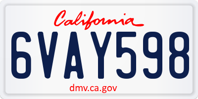 CA license plate 6VAY598
