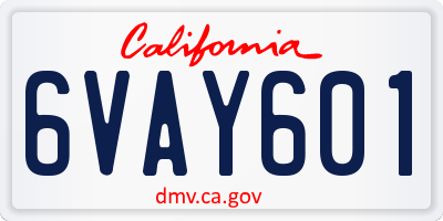 CA license plate 6VAY601