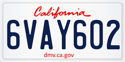 CA license plate 6VAY602