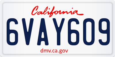 CA license plate 6VAY609