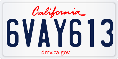 CA license plate 6VAY613