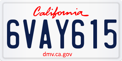 CA license plate 6VAY615