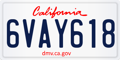 CA license plate 6VAY618