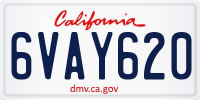 CA license plate 6VAY620