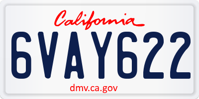 CA license plate 6VAY622