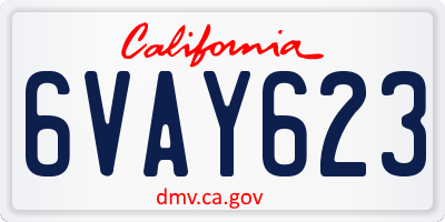 CA license plate 6VAY623