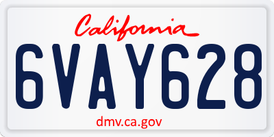 CA license plate 6VAY628