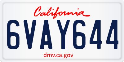 CA license plate 6VAY644