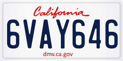 CA license plate 6VAY646