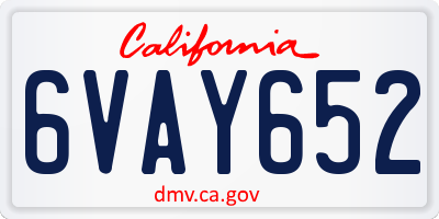CA license plate 6VAY652