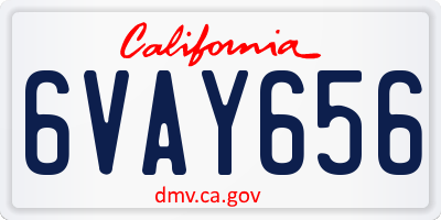 CA license plate 6VAY656