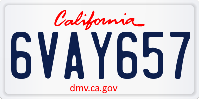 CA license plate 6VAY657