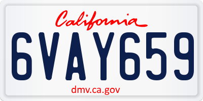 CA license plate 6VAY659