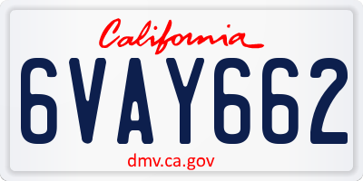 CA license plate 6VAY662