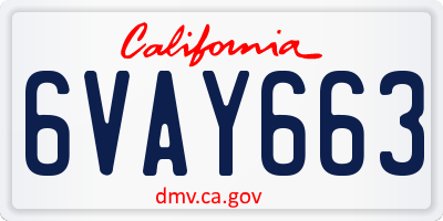 CA license plate 6VAY663