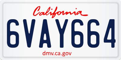CA license plate 6VAY664